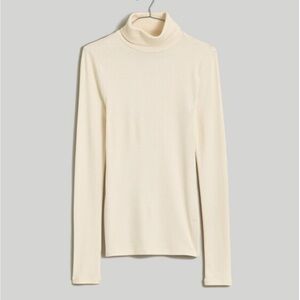 Madewell Brightside Finerib Turtleneck Long-Sleeve Tee in Antique Cream